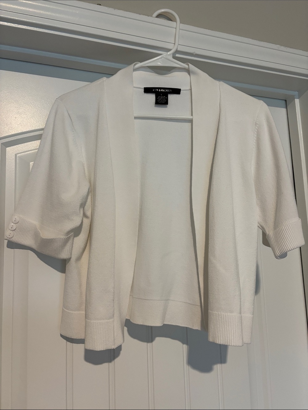 89th & Madison white  Short-Sleeve Open Front Cardigan